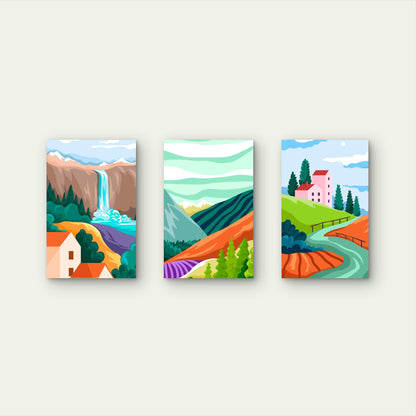 3pcs Nature Landscape Waterfall Mountain Wall Art Set Canvas Framed 40x60cm - High Quality Print 100% Australian Made Wall Canvas Ready to Hang