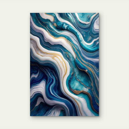 Marble With Waves Reflections 40x60cm Metal Print Ready to Hang