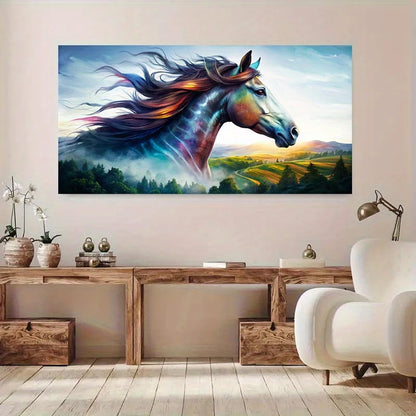 Abstract Horse Wall Art wall canvas office home room framed 120x60cm - Bella Home Decor