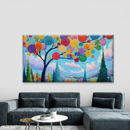 Abstract Multicolor Swirl Tree Wall Art Canvas Office Home Room Framed 120x60cm