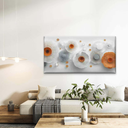 Abstract Floral Orange & White Wall Art Canvas Office Home Room Framed 120x60cm