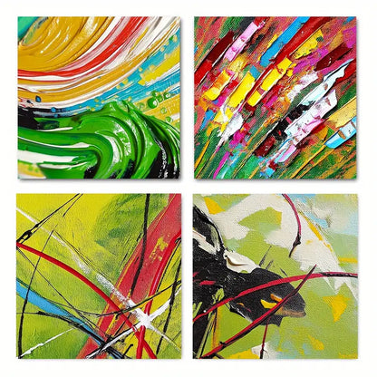 4pcs Vibrant Pigment Overlay Designs PO  Wall Art Canvas Framed