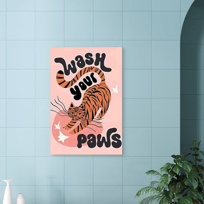 Orange And Black Striped Tiger 60x90cm Metal Print Ready to Hang - Bella Home Decor