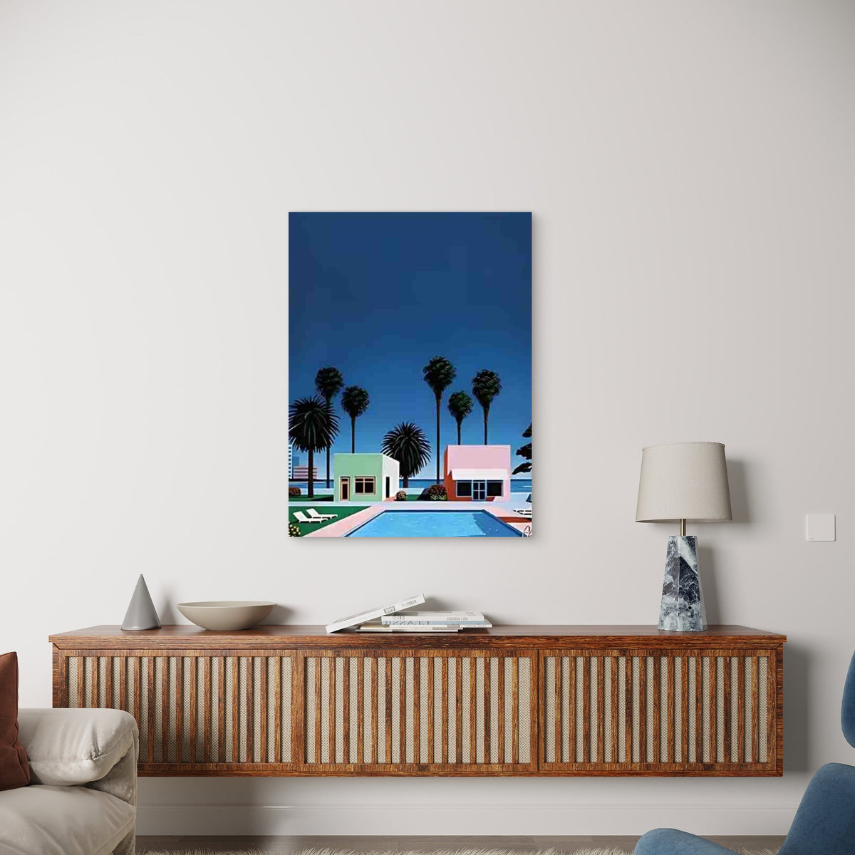 Mid-Century Retro Architecture Metal Print Ready to Hang