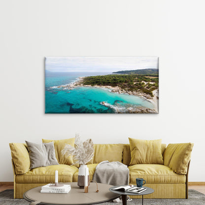 Aegean Sea Coast Wall Art Canvas Office Home Room Framed 120x60cm