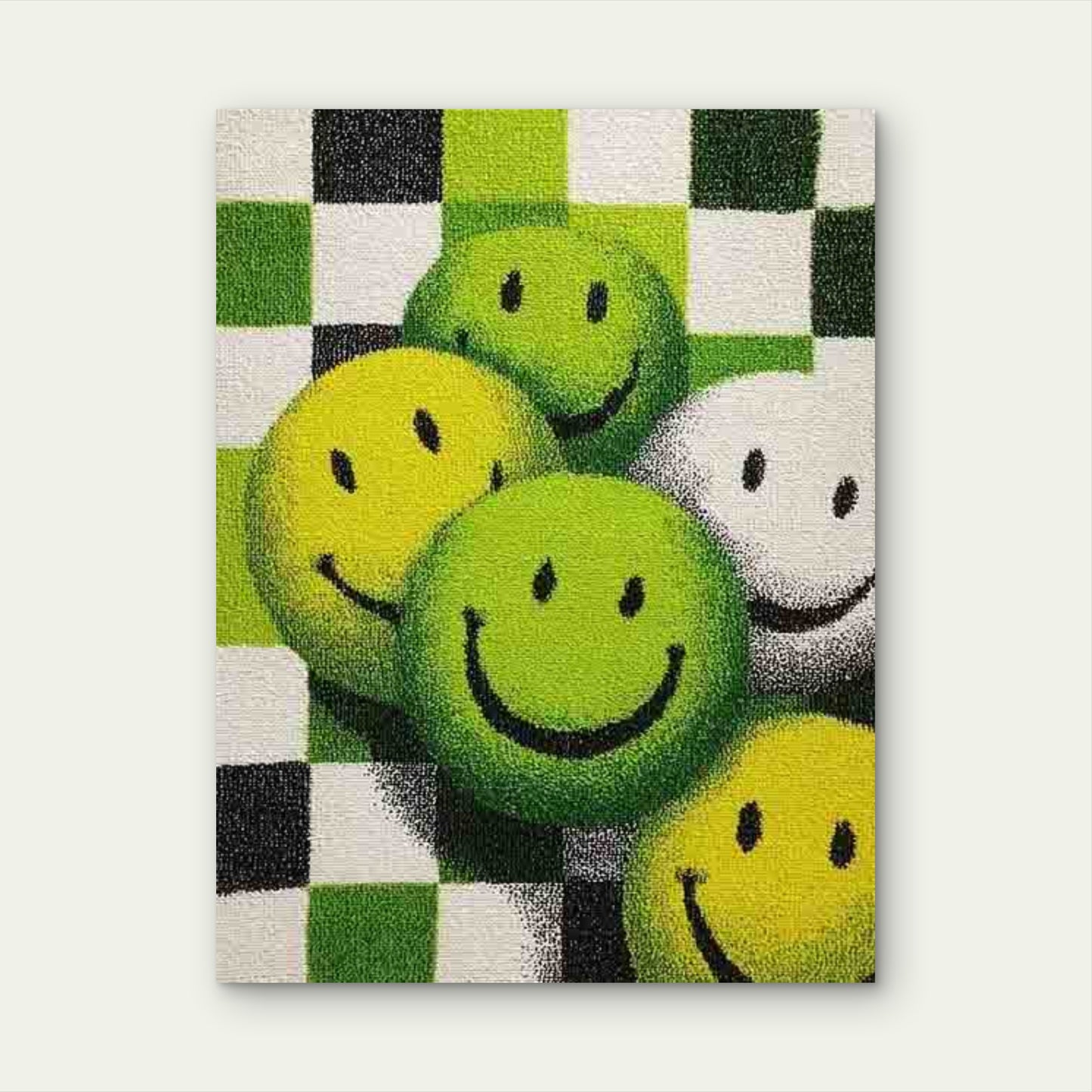Lime Green & White Checkerboard 60x90cm Metal Print Ready to Hang