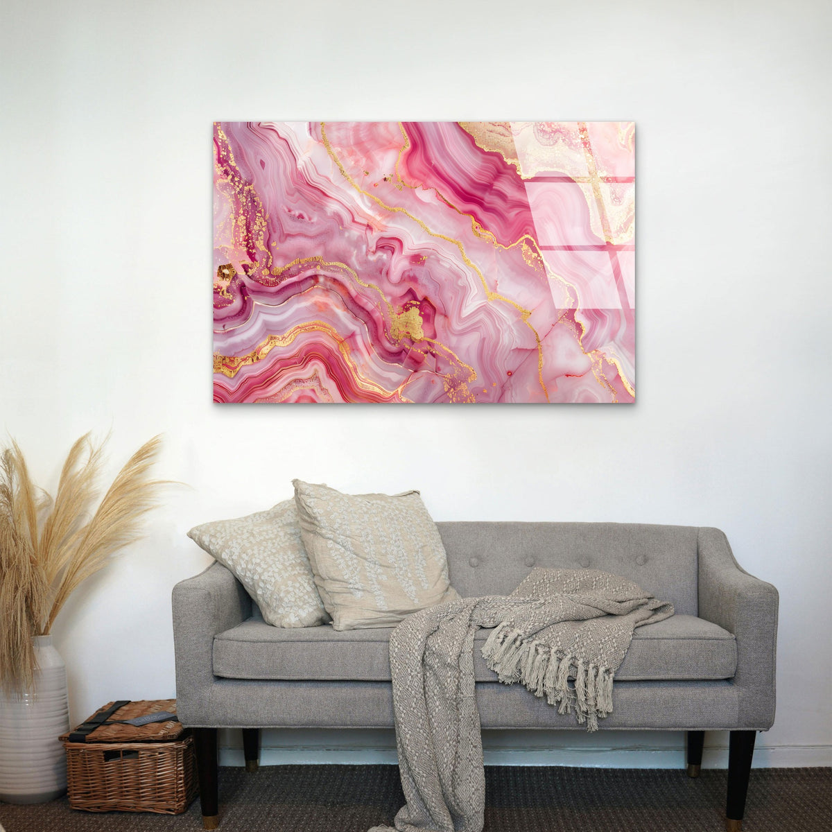 Abstract Rose Gold Geode Vein Acrylic Glass Printing Wall Art Australian Made Quality