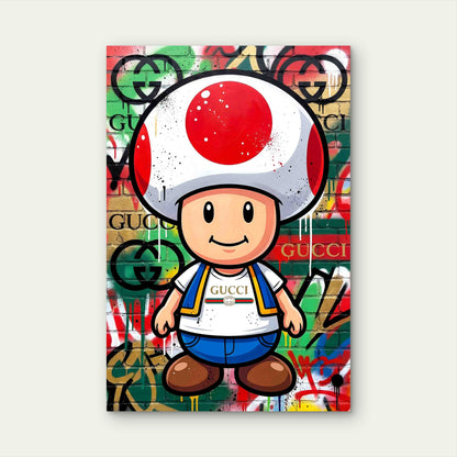 Mushroom Boy Cartoon In A Designer Shirt 60x90cm Metal Print Ready to Hang