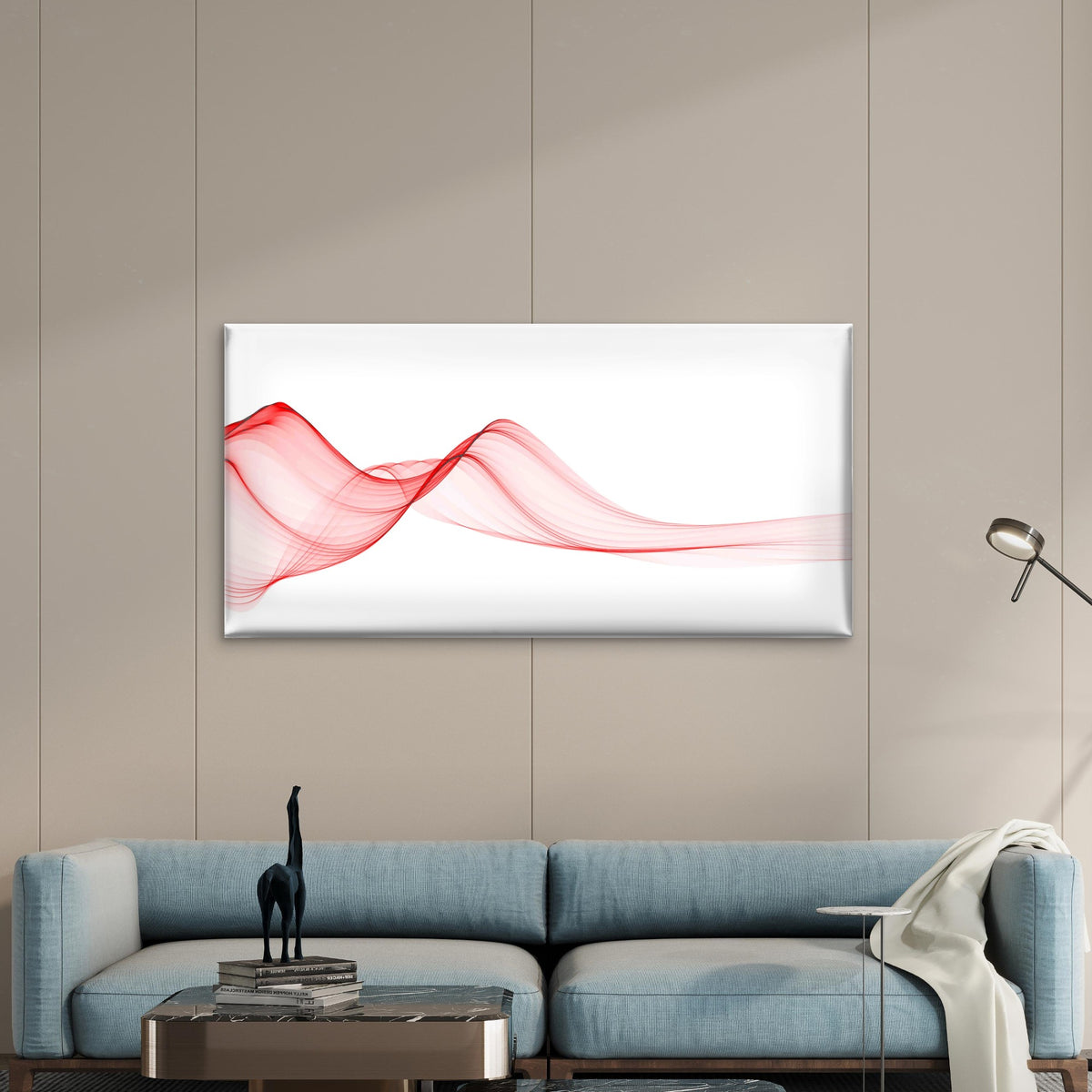 Abstract Red Smooth Wave Wall Art Canvas Office Home Room Framed 120x60cm