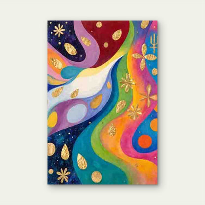 Abstract Designs with Flowing Rainbow Hues Metal Print Ready to Hang