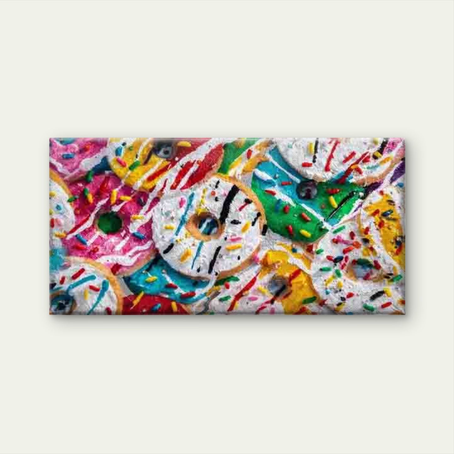 Vibrant Donuts Adorned Wall Art Canvas Office Home Room Framed 120x60cm