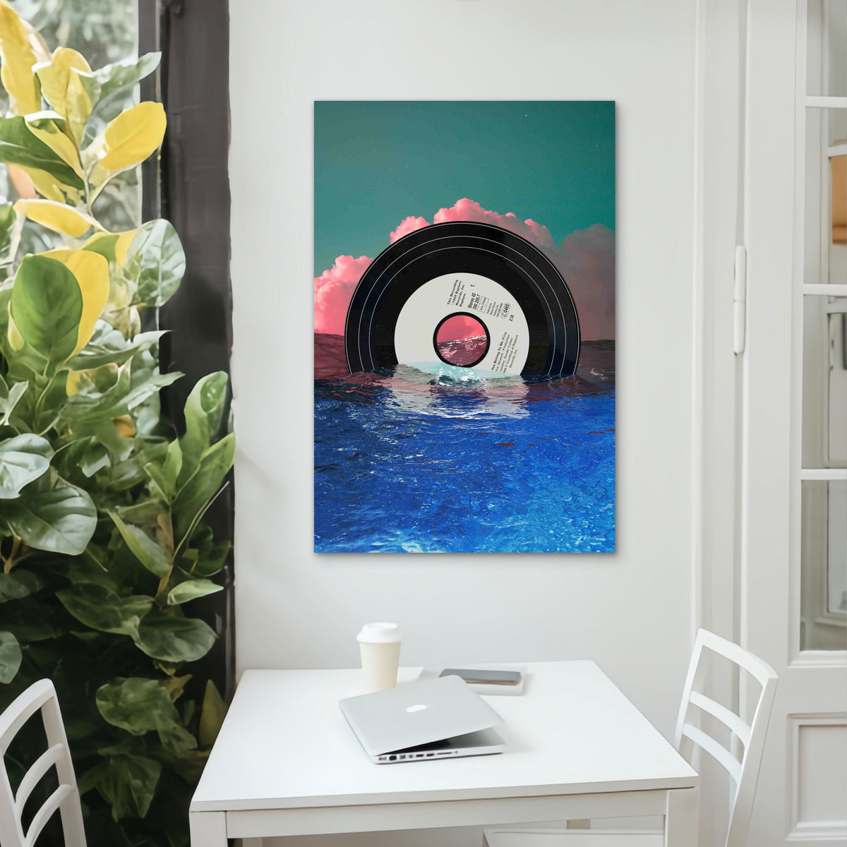 Floating Vinyl At Sunset 60x90cm Metal Print Ready to Hang