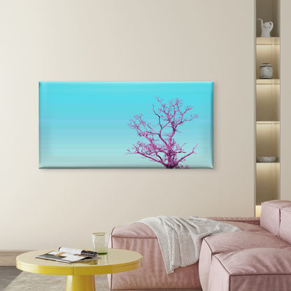 Pink Tree On Blue S Wall Art Canvas Office Home Room Framed 120x60cm
