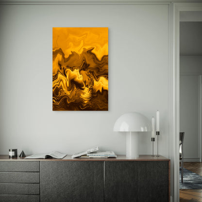 Abstract Gold and Dark Liquid Marbling 60x90cm Metal Print Ready to Hang