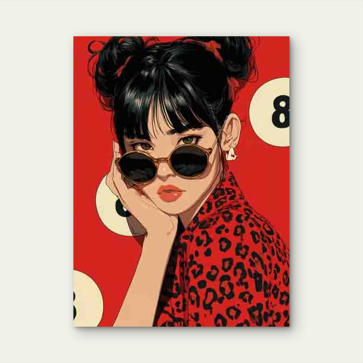 8 Red Leopard Retro Art Girly 60x90cm Metal Print Ready to Hang