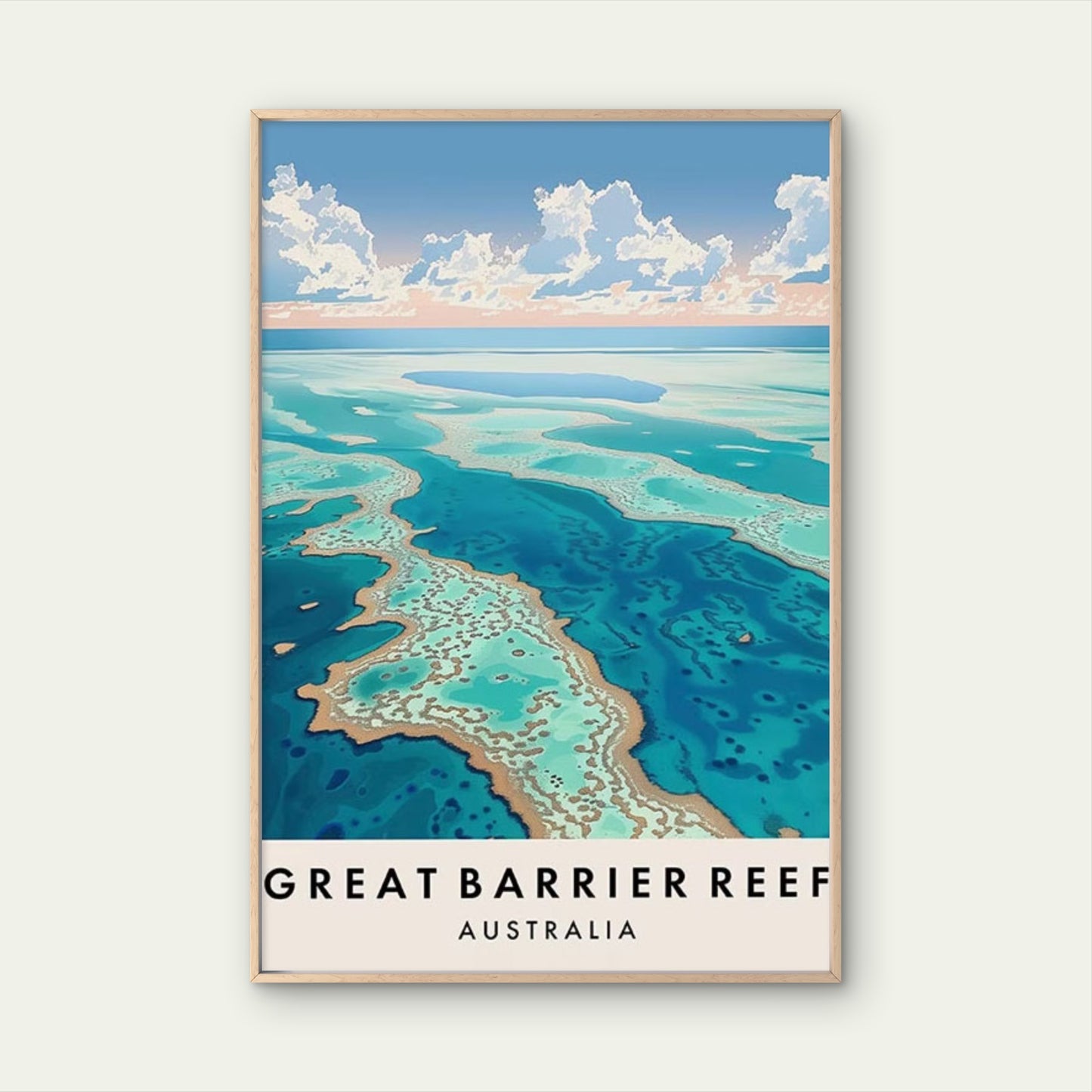 Great Barrier Reef Marine Life Australia Vintage Travel Poster Print Wall Art