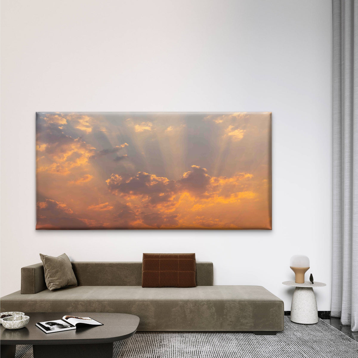 Sky With Rays Wall Art Canvas Office Home Room Framed 120x60cm