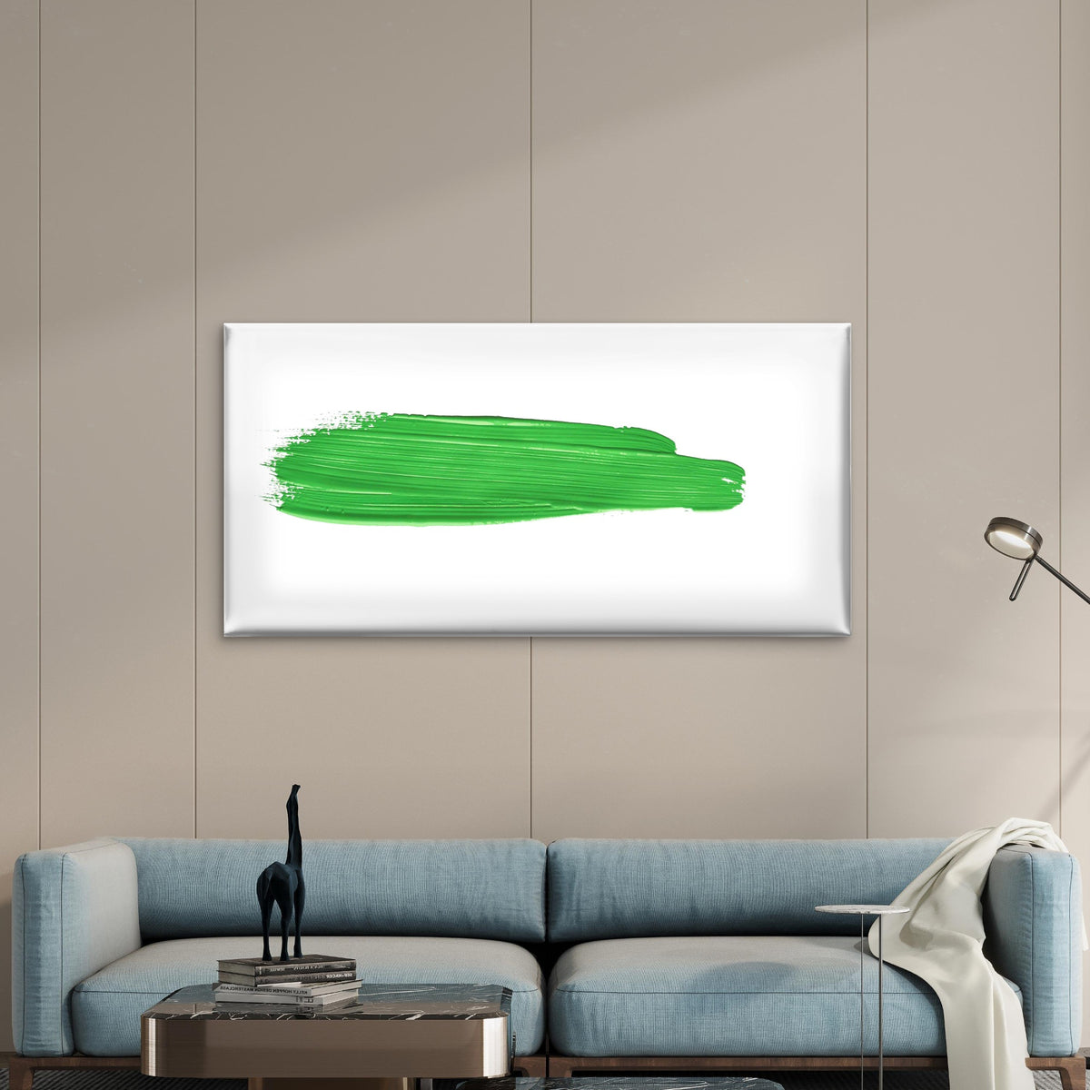 Abstract Green Chroma Brush Wall Art Canvas Office Home Room Framed 120x60cm