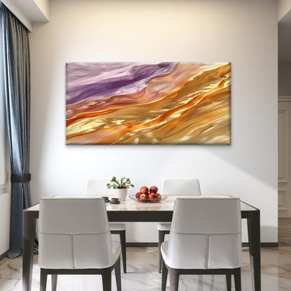 Amethyst Gilded Velvet Pleat Wall Art Canvas Office Home Room Framed 120x60cm