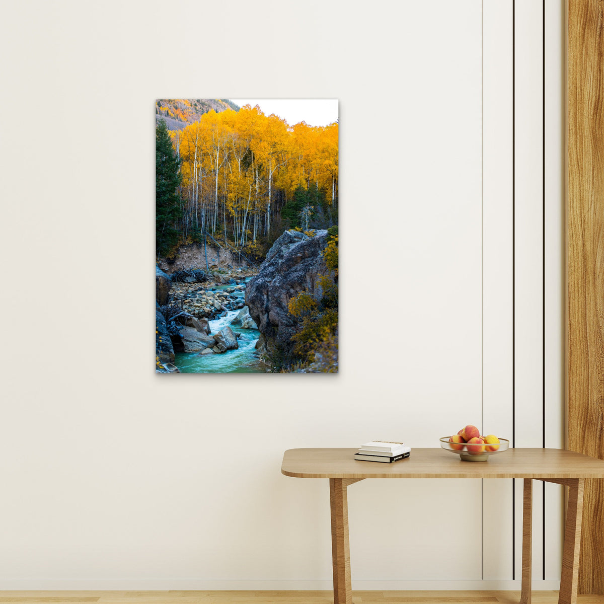 Quaking Aspens in Autumn Mountains 60x90cm Metal Print Ready to Hang