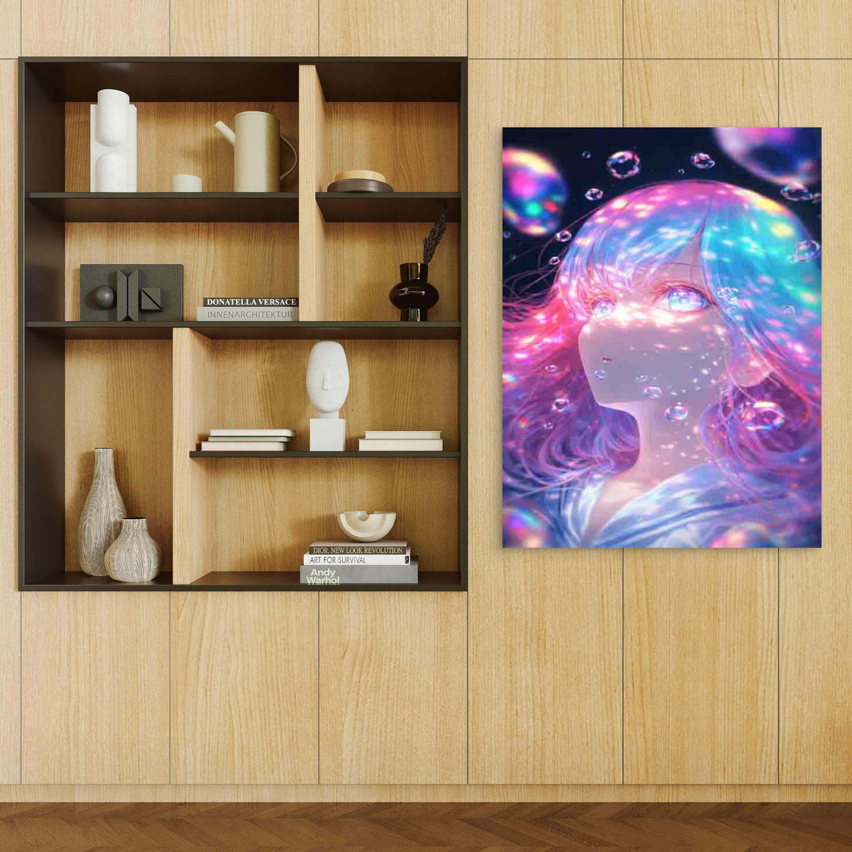 Enchanted Bubbles Modern Retro 60x90cm Metal Print Ready to Hang