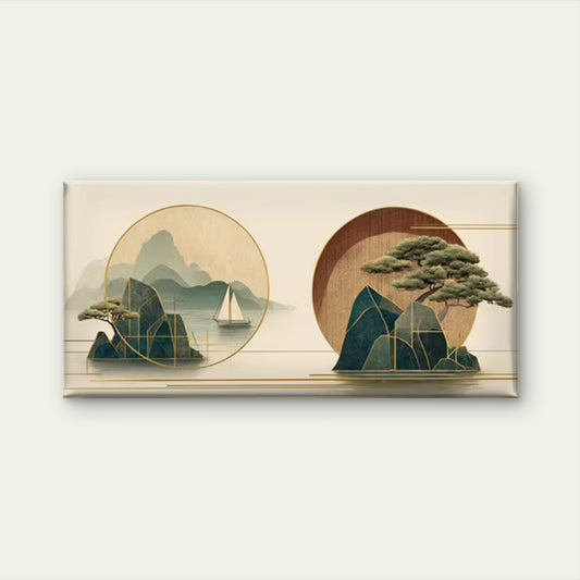 Oriental StyleMinimalist Japanese-Inspired Landscape Wall Art Canvas Office Home Room Framed 120x60cm