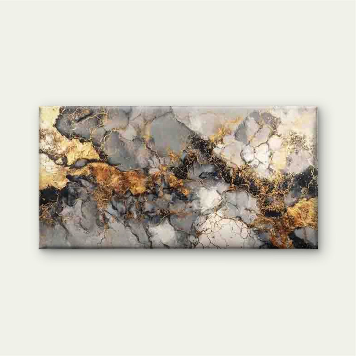 Dark Marble & Gold Abstract Wall Art Canvas Office Home Room Framed 120x60cm