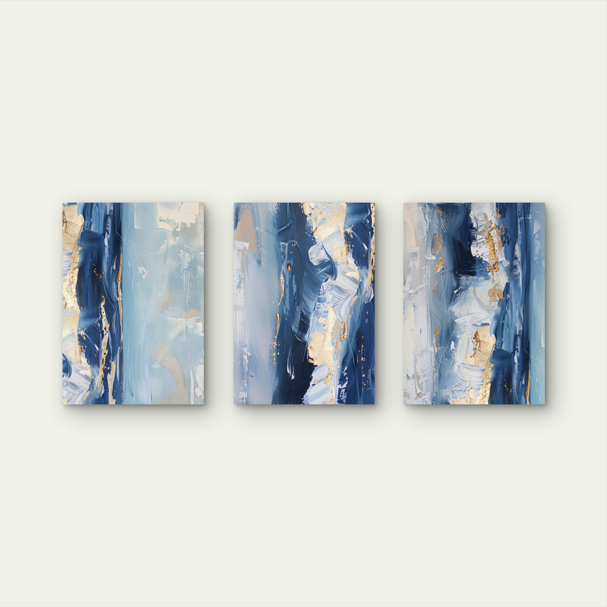 3pcs Navy Gold Abstract Modern Fluid Coast Ocean Wall Art Set Canvas Framed 40x60cm - High Quality Print 100% Australian Made Wall Canvas Ready to Hang