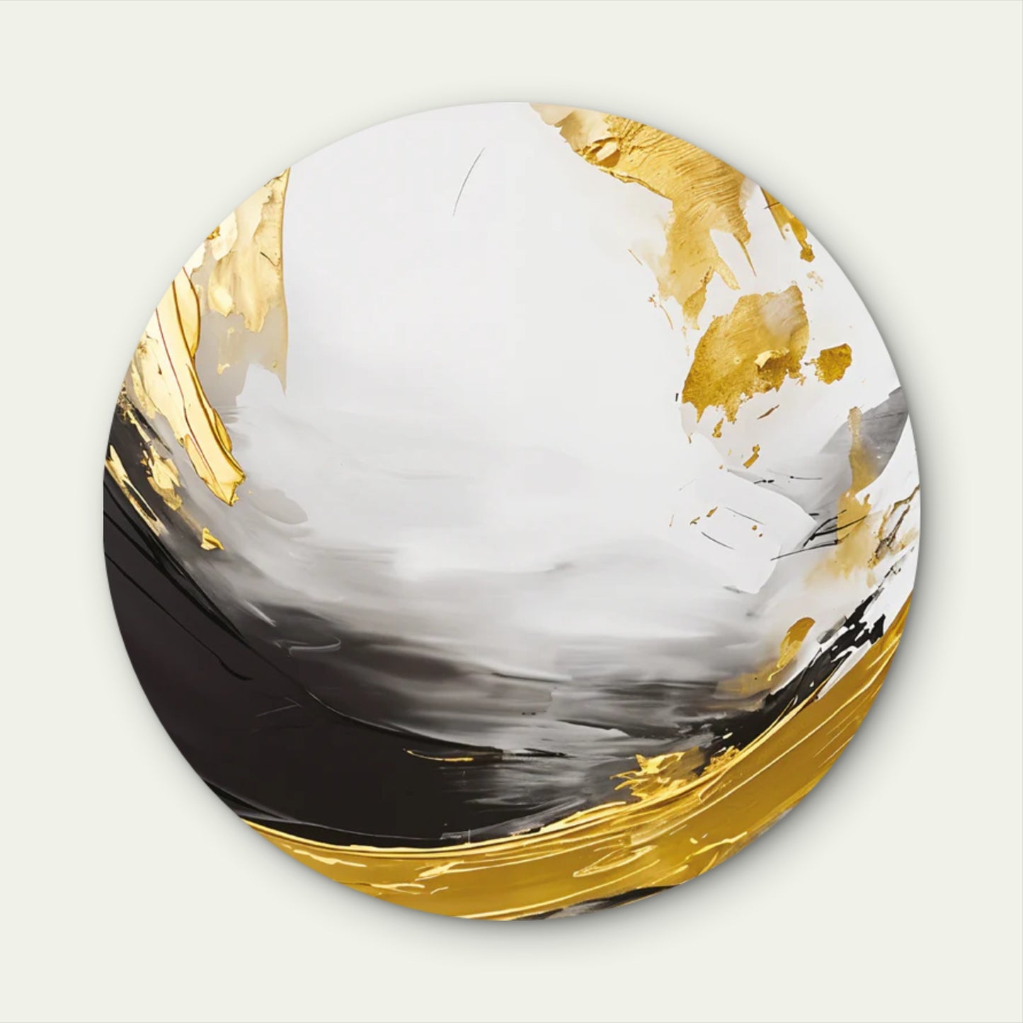 Black Gold White Brush Stroke Abstract Acrylic Glass Rounded Print Tempered Glass Wall Art 100% Made in Australia Ready to Hang