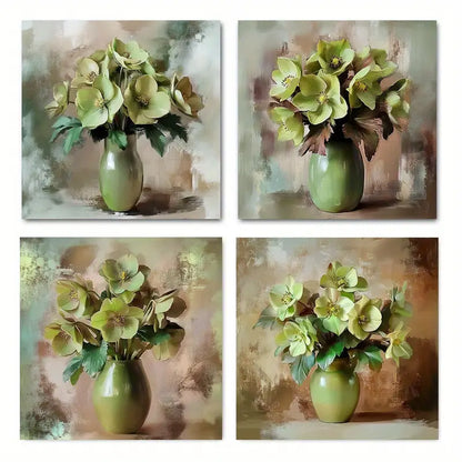 4pcs Flowers In Vasei Wall Art Canvas Framed