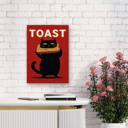 Black Cat Toast 60x90cm Metal Print Ready to Hang
