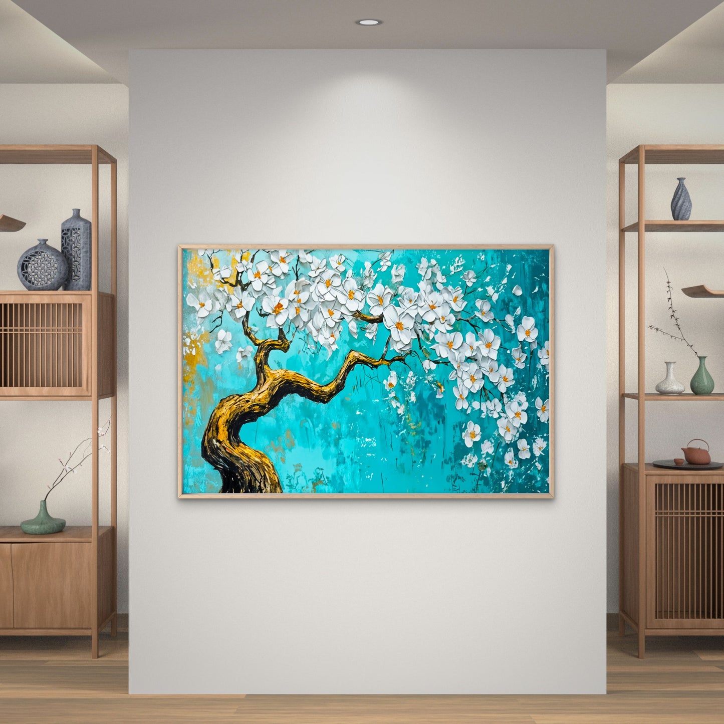 Blue White Tree Painting  Wall Art Decor 100% Australian Made