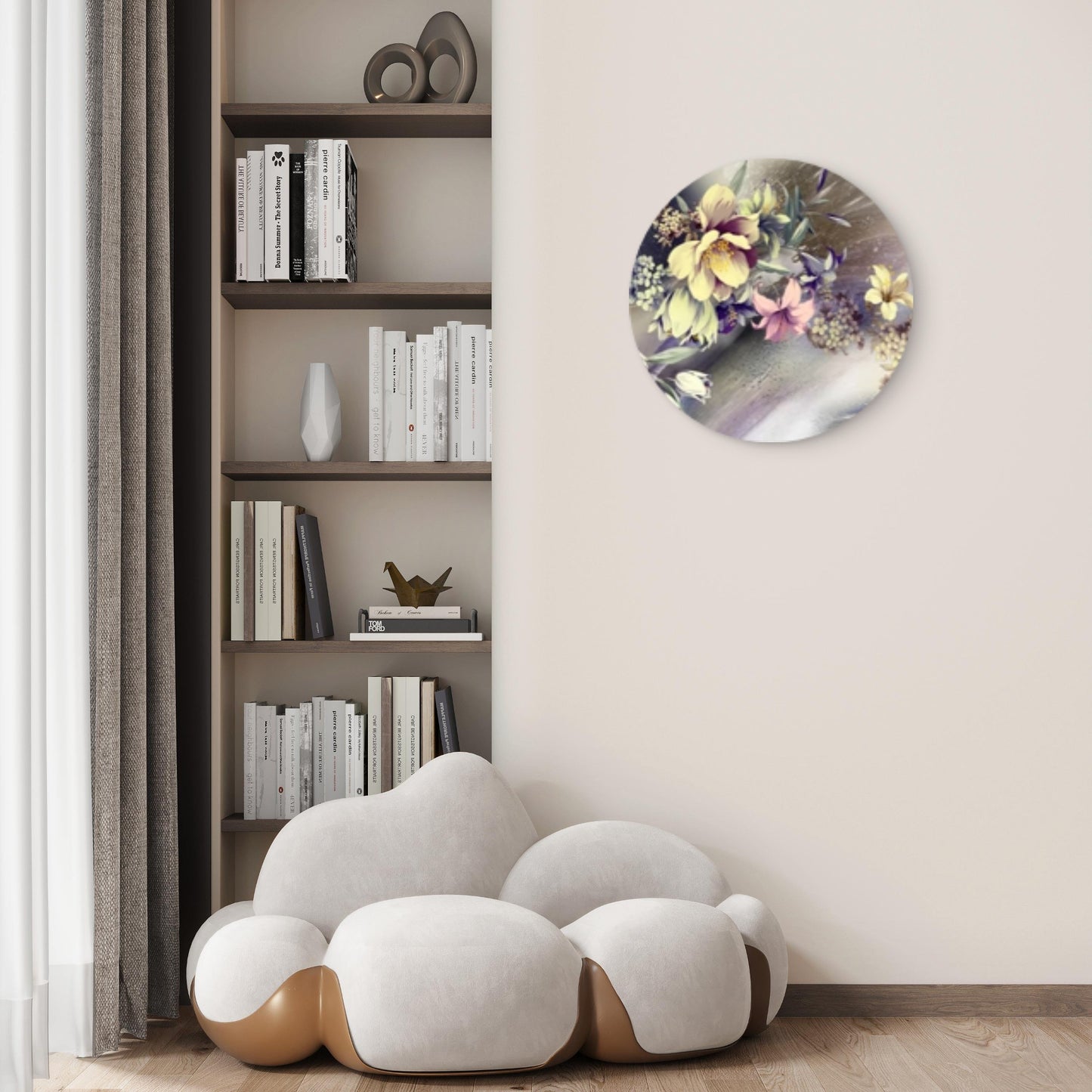 Abstract Flowers with Leaves Acrylic Glass Rounded Print Tempered Glass Wall Art 100% Made in Australia Ready to Hang