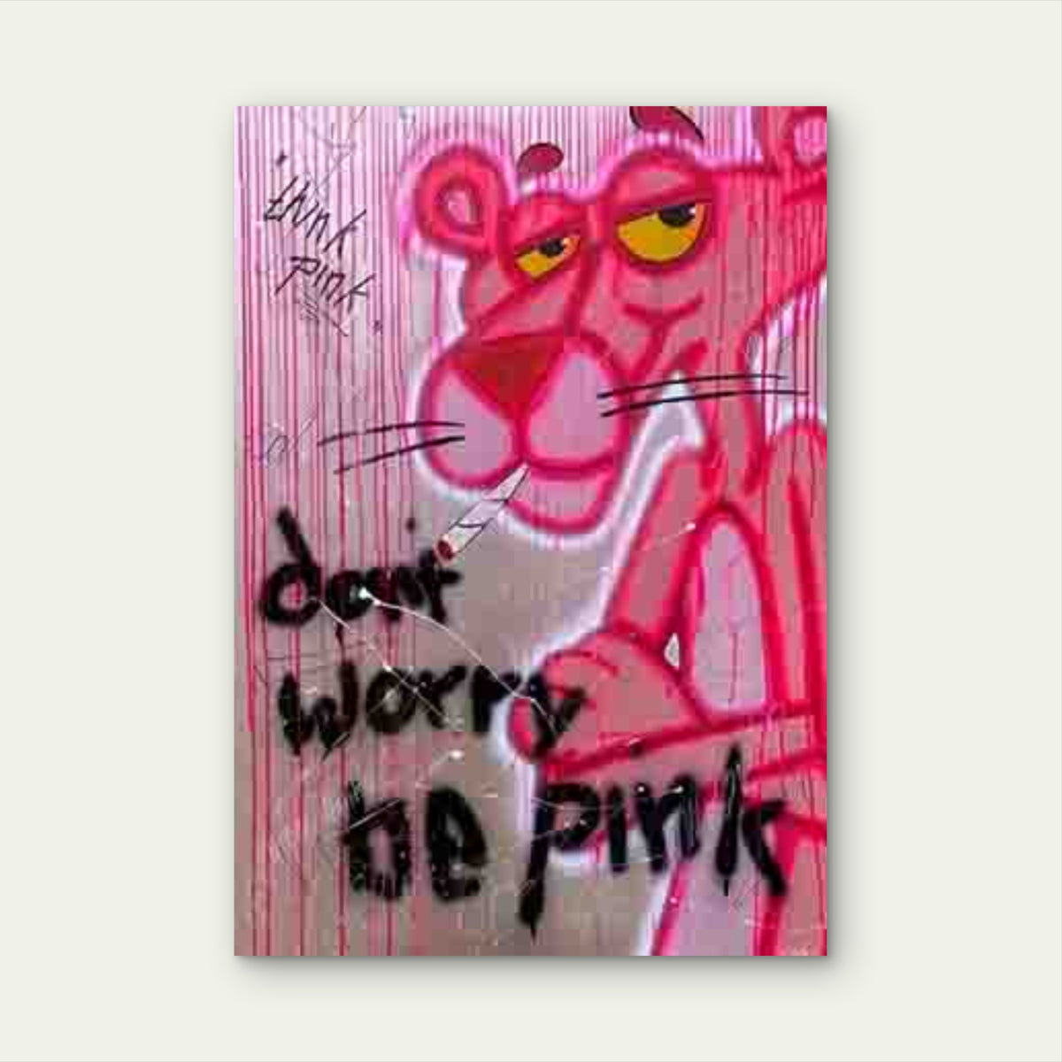 Abstract Street Art Featuring The Pink Panther 60x90cm Metal Print Ready to Hang