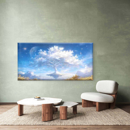 Fantasy Sky with Floating Tree Wall Art Canvas Office Home Room Framed 120x60cm