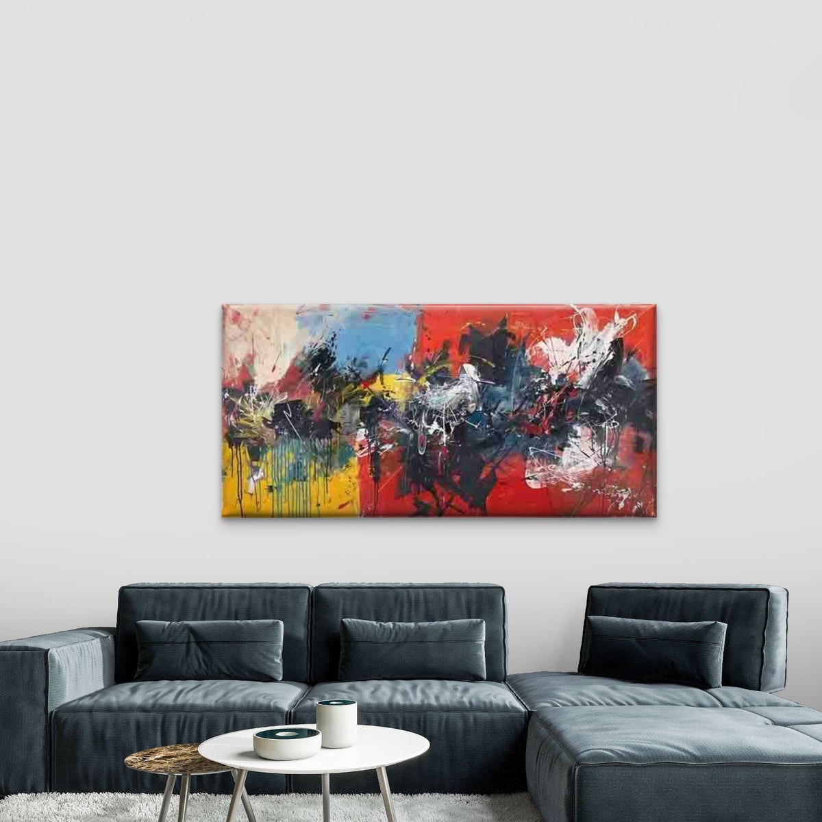 Abstract Colorful Paint Splash Wall Art Canvas Office Home Room Framed 120x60cm