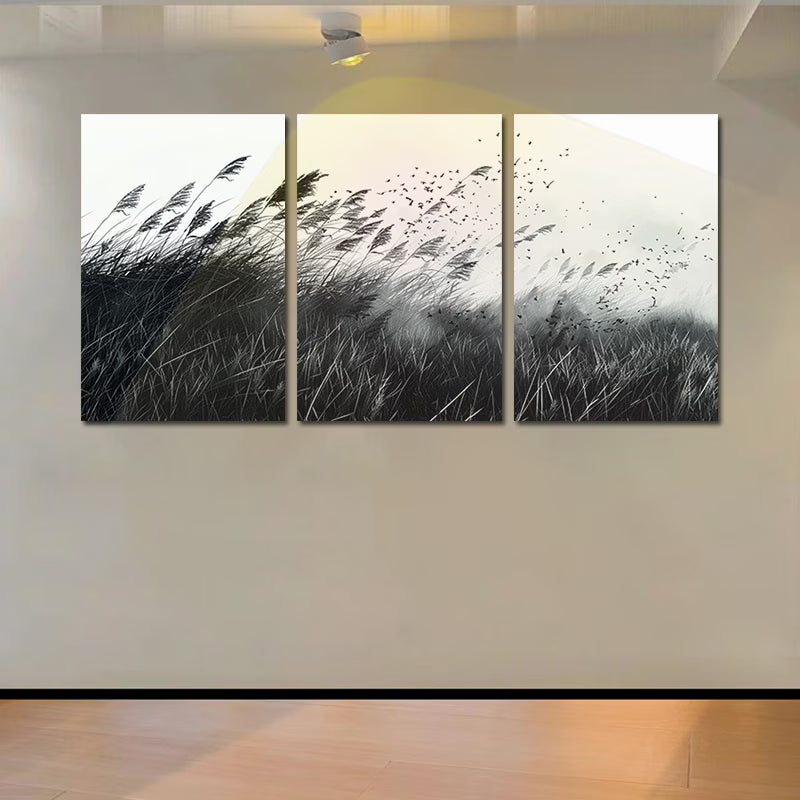 3pcs Wild Grass Field Nature Wilderness Wall Art Set Canvas Framed 50x70cm - High Quality Print 100% Australian Made Wall Canvas Ready to Hang