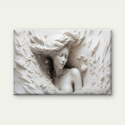 Neutral Colored Mural Statue Girl in Waves Wall Art Decor 100% Australian Made