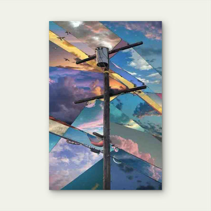 Sky on Telephone Pole Abstract Art Metal Print Ready to Hang
