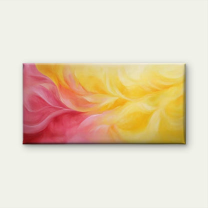 Pink & Yellow Splash Design Wall Art Canvas Office Home Room Framed 120x60cm