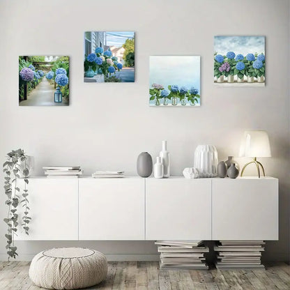 4pcs Flowers Rose Bird Botanical Deco Wall Art Canvas Framed