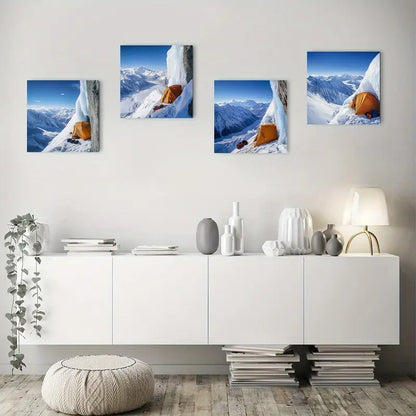 4pcs Snowy Expedition In Winter Wall Art Canvas Framed