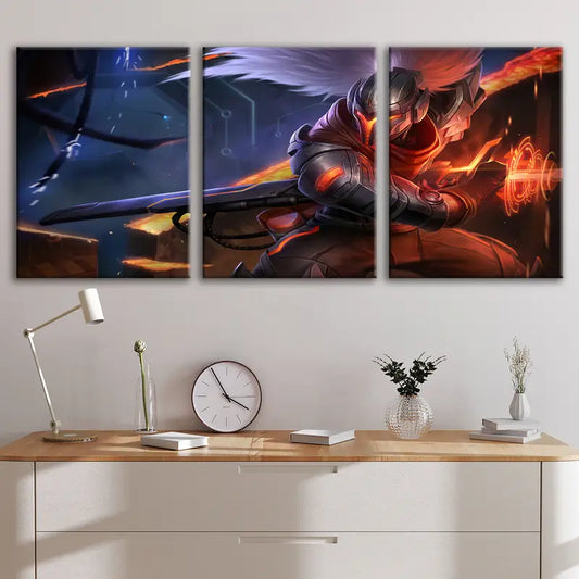 3pcs Yasuo Wind Sword Master Theme Wall Art Set Canvas Framed 60x90cm - High Quality Print 100% Australian Made Wall Canvas Ready to Hang