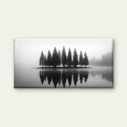 Misty Forest Reflections Wall Art Canvas Office Home Room Framed 120x60cm