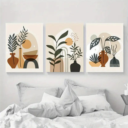 3pcs Featuring Minimalist Floral Design, Elegant Botanical Metal Print Ready to Hang Art