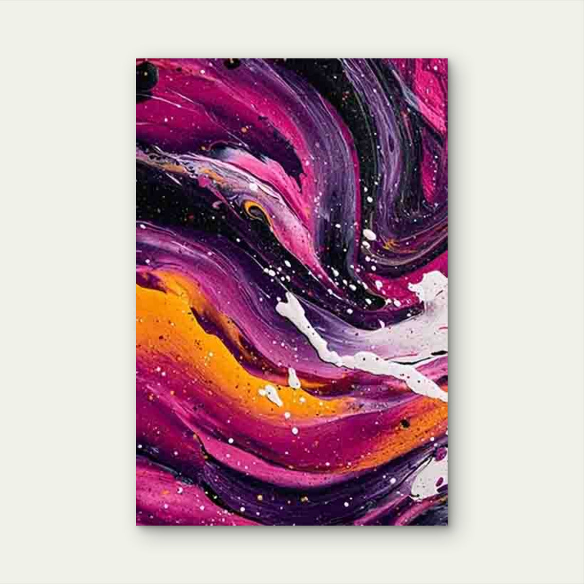 Pink Black Purple Golden White Cosmic Swirls Metal Print Ready to Hang