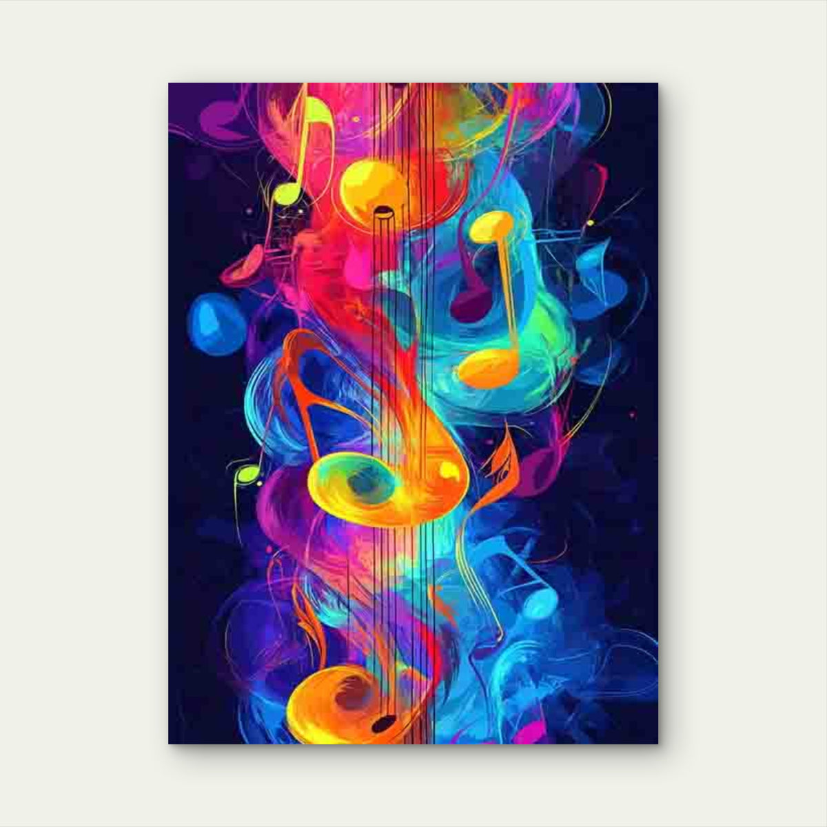 Abstract Colorful Music Notes 60x90cm Metal Print Ready to Hang