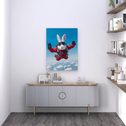 Parachuter Bunny 60x90cm Metal Print Ready to Hang