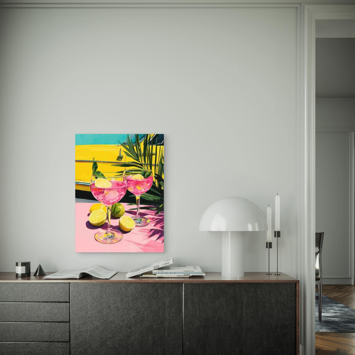 Retro Vintage Pink Roostertail Drinks Metal Print Ready to Hang