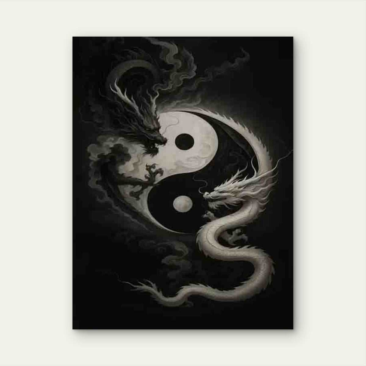Yin Yang Dragons Art 40x60cm Metal Print Ready to Hang